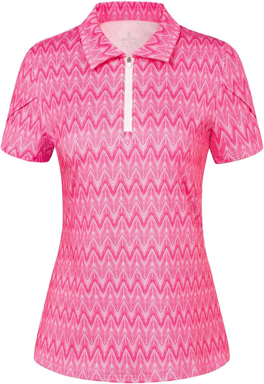 JACK SMITH Women's Golf Shirts Short Sleeve UPF50 Workout Tops for Women Moisture Wicking Dry fit Polo Shirt