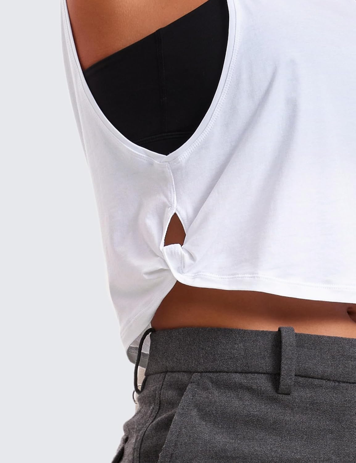 CRZ YOGA Pima Cotton Cropped Workout Tank Tops for Women - Sleeveless Sports Athletic Yoga Running Gym Crop Shirts