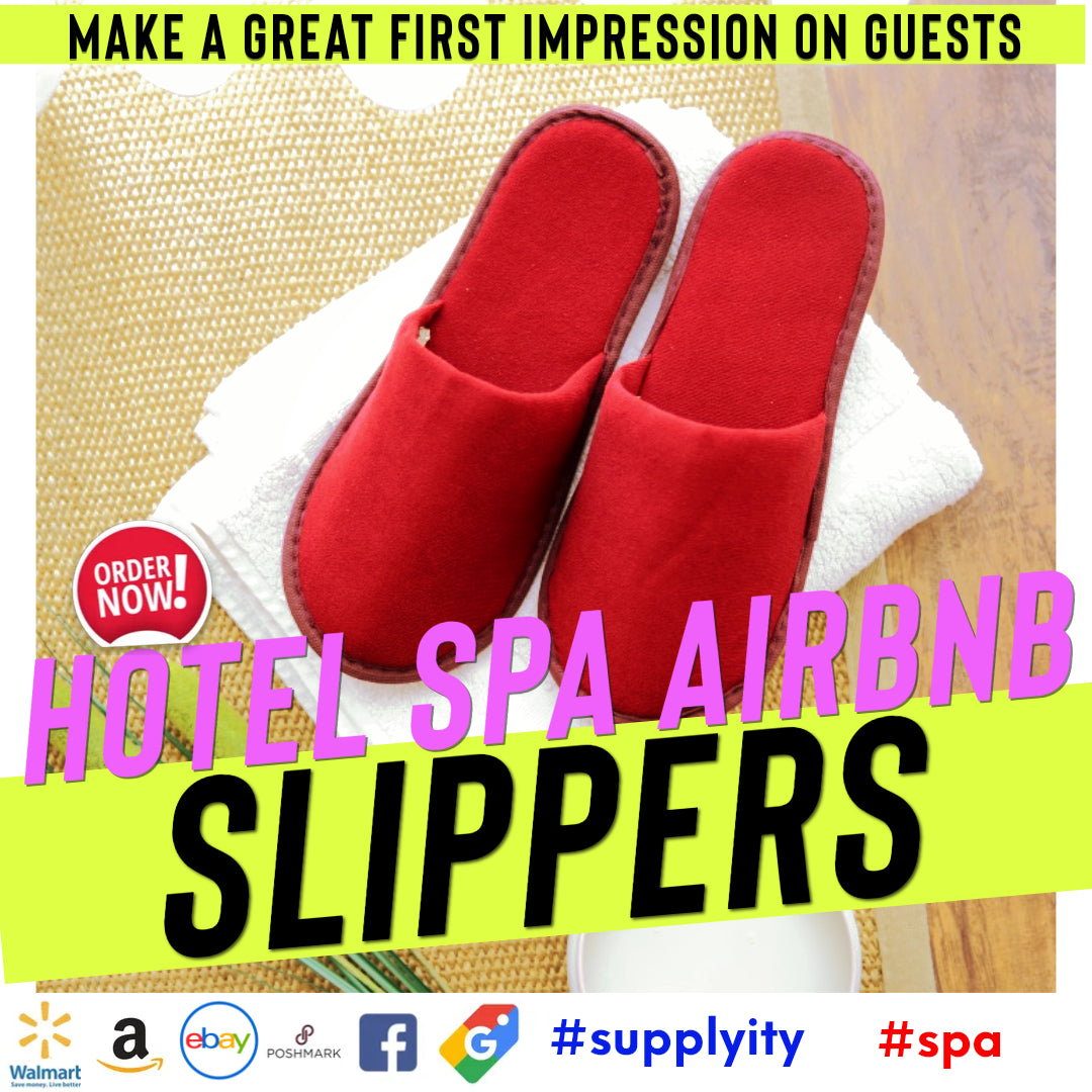 Chochili Fabric Packed Non-Woven Disposable Hotel Slippers for Travel Airbnb Spa Wedding Guests Adult Men Women Size 10-11, White