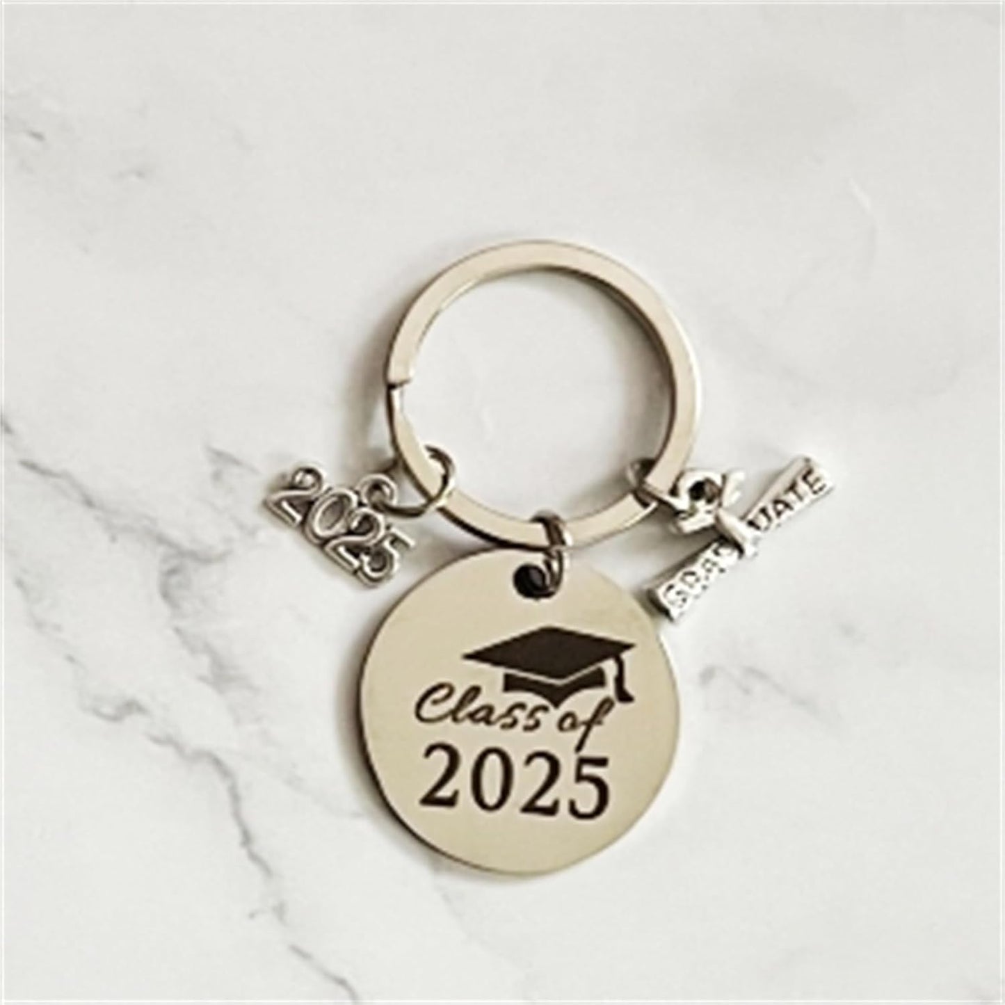 Graduation Keychain Unique Class of 2025 Key Chains Funny Grad Student Gifts from Teacher Stainless Steel Keyring