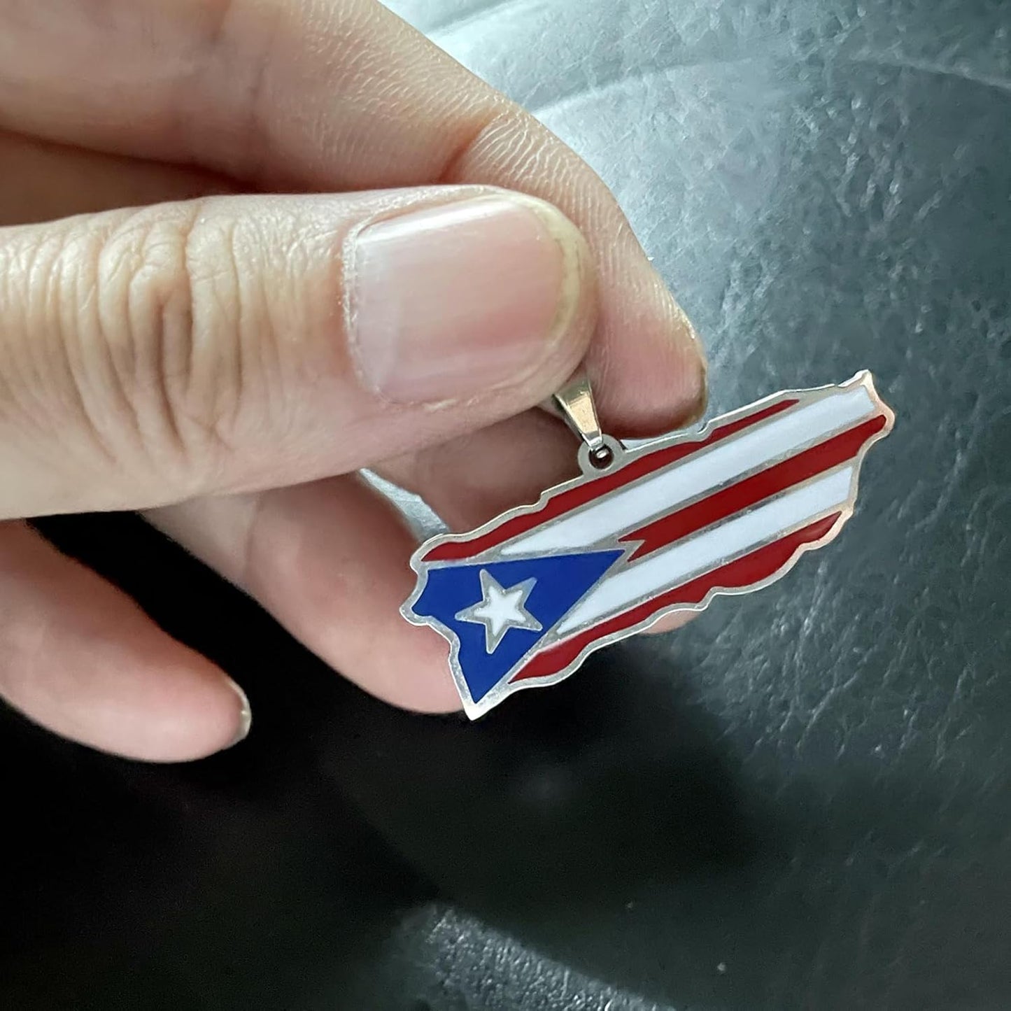 Womens Fashion Stainless Steel Puerto Rico Map Pendant Necklace