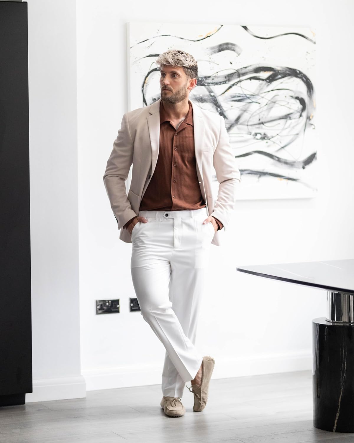 COOFANDY Men's Classic Fit Dress Pants Flat Front Straight Formal Pants Wrinkle Free Expandable Waist Suit Pants