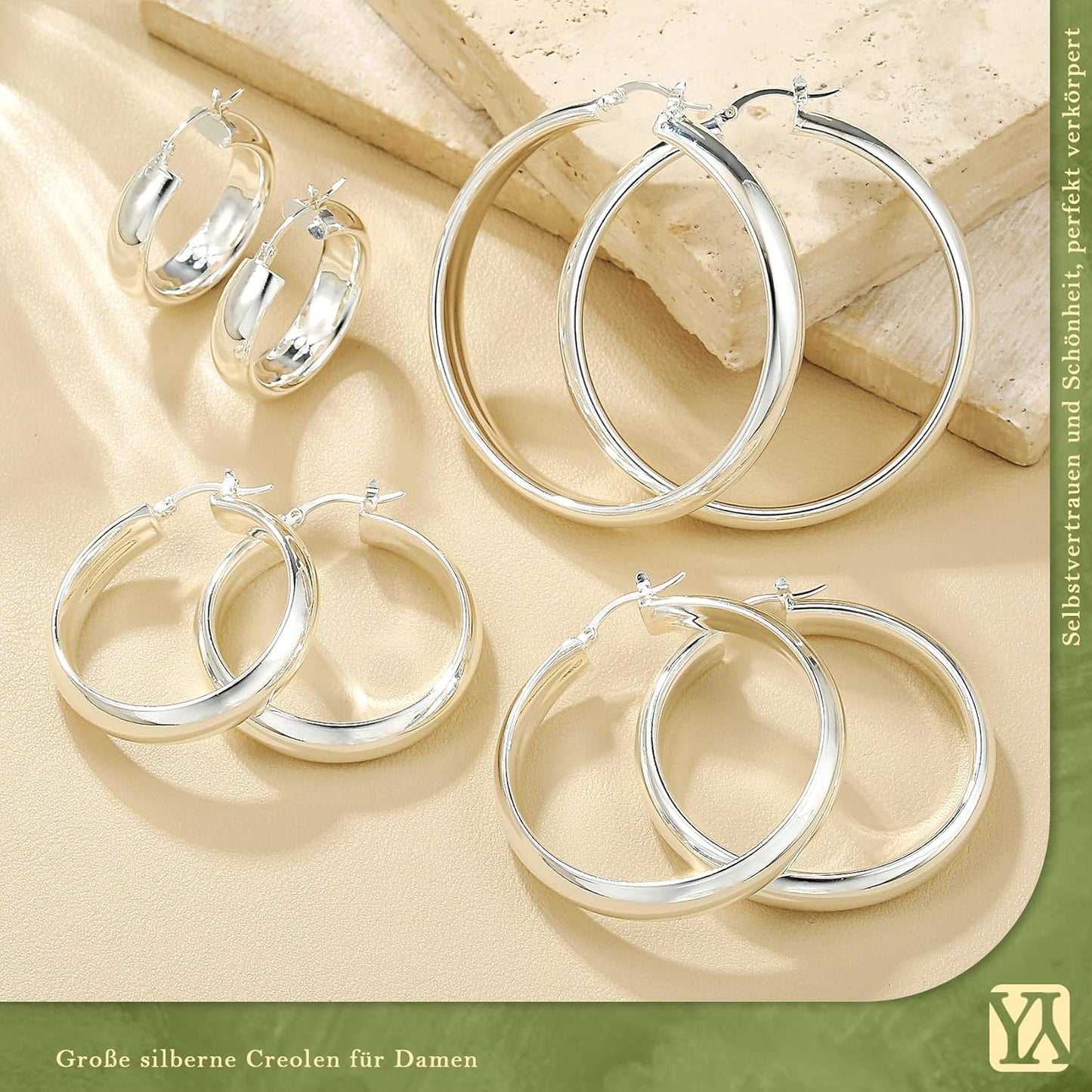 8mm Wide Chunky Gold Hoops 14K Real Gold Plated Hypoallergenic 925 Sterling Silver Hoops Lightweight Big Gold Hoop Earrings for Women 30/40/50/60mm
