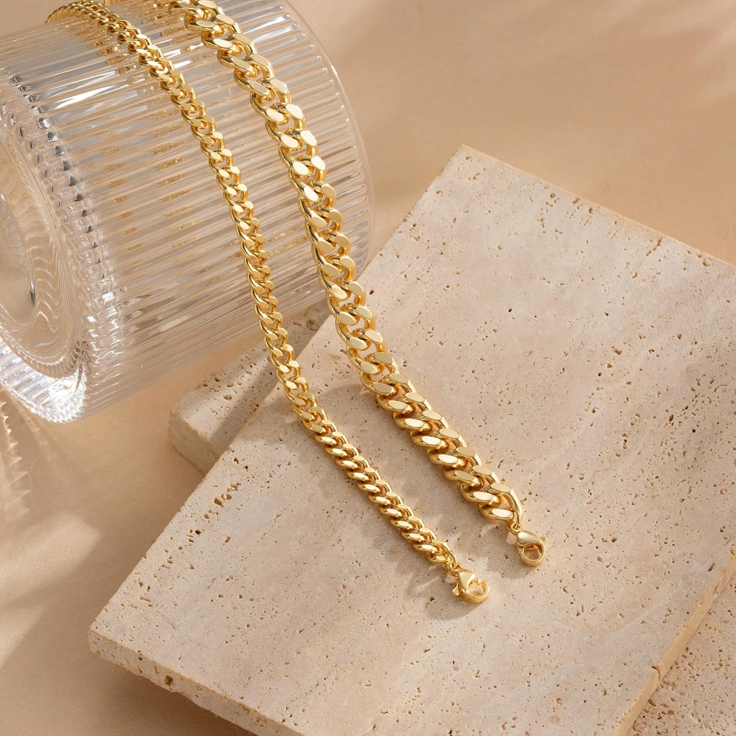Gold Ankle Bracelets for Women Waterproof - Dainty Gold Anklets Trendy Layered 14K Gold/Silver Plated Stackable Chunky Cuban Link Chian Anklet Bracelet Set for Women Non Tarnish Jewelry Gift