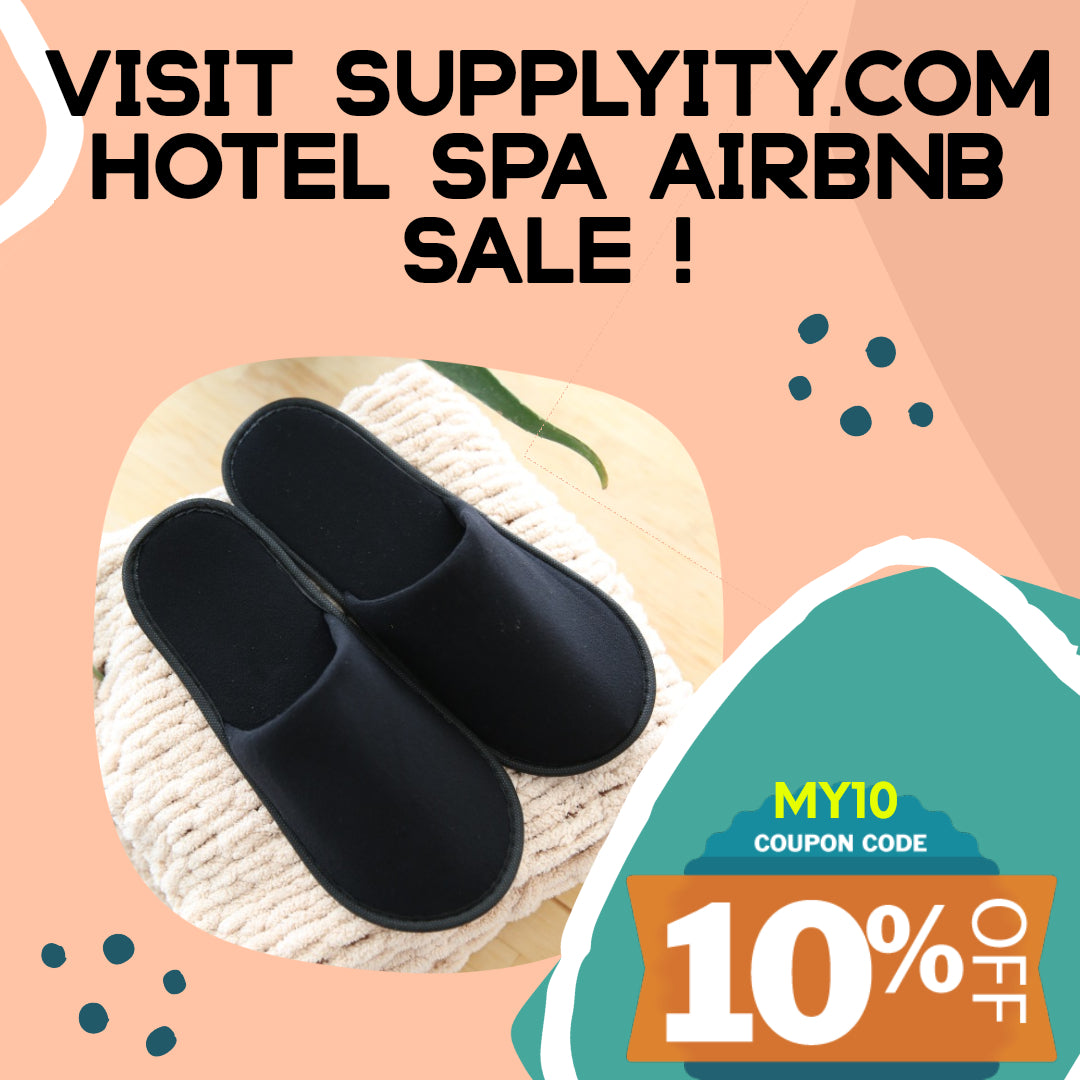 Chochili Black 10 Pairs Fabric Packed Terry Cotton Disposable Hotel Slippers for Airbnb Spa Wedding Guests Adult Men Women Size 10-11