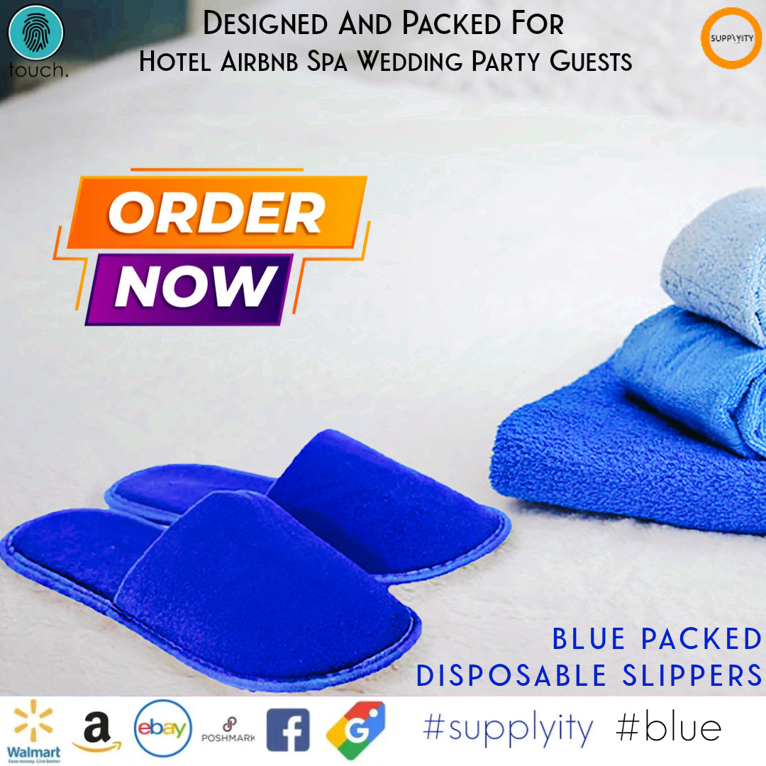 Chochili Fabric Packed Non-Woven Disposable Hotel Slippers for Travel Airbnb Spa Wedding Guests Adult Men Women Size 10-11, White