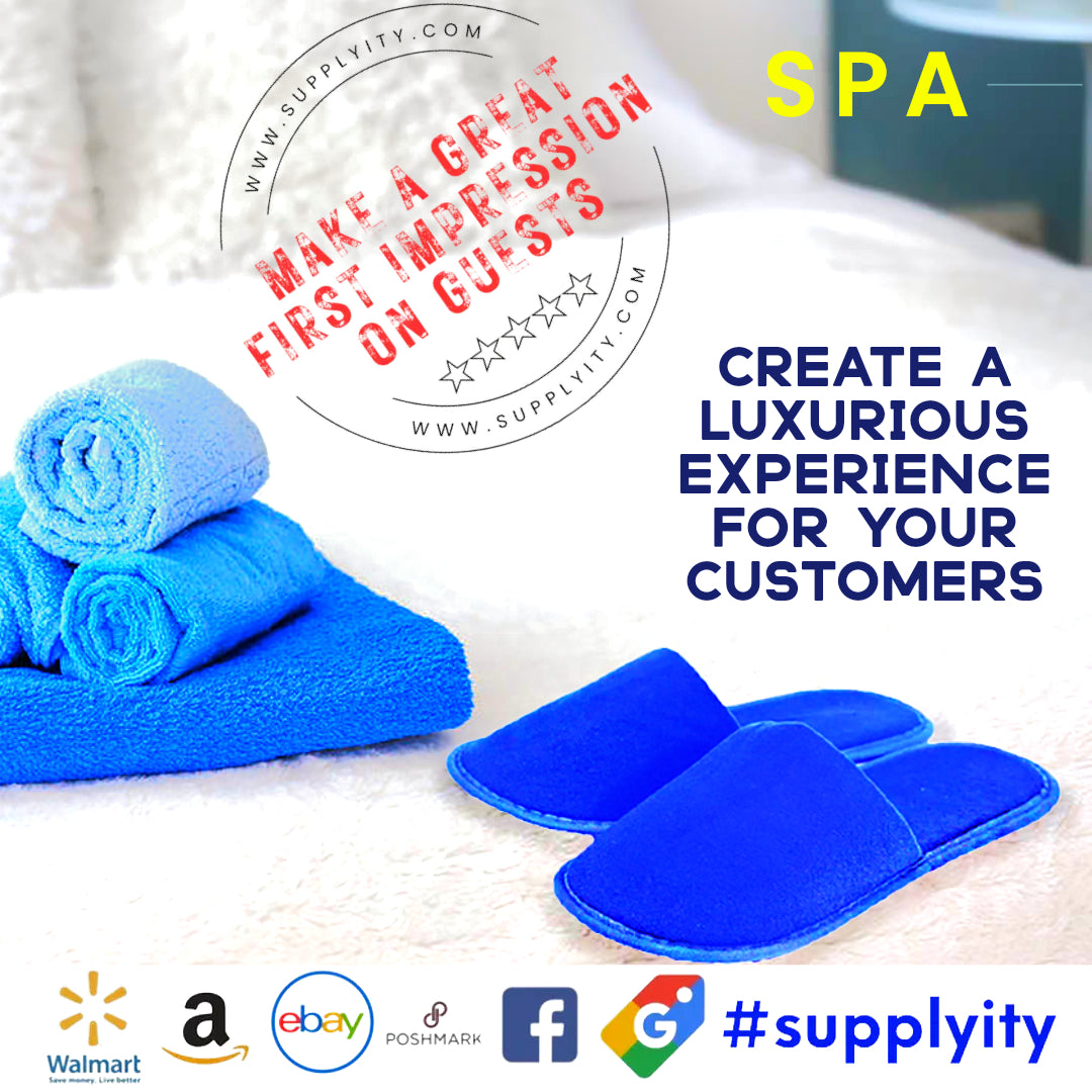Chochili Fabric Packed Non-Woven Disposable Hotel Slippers for Travel Airbnb Spa Wedding Guests Adult Men Women Size 10-11, White