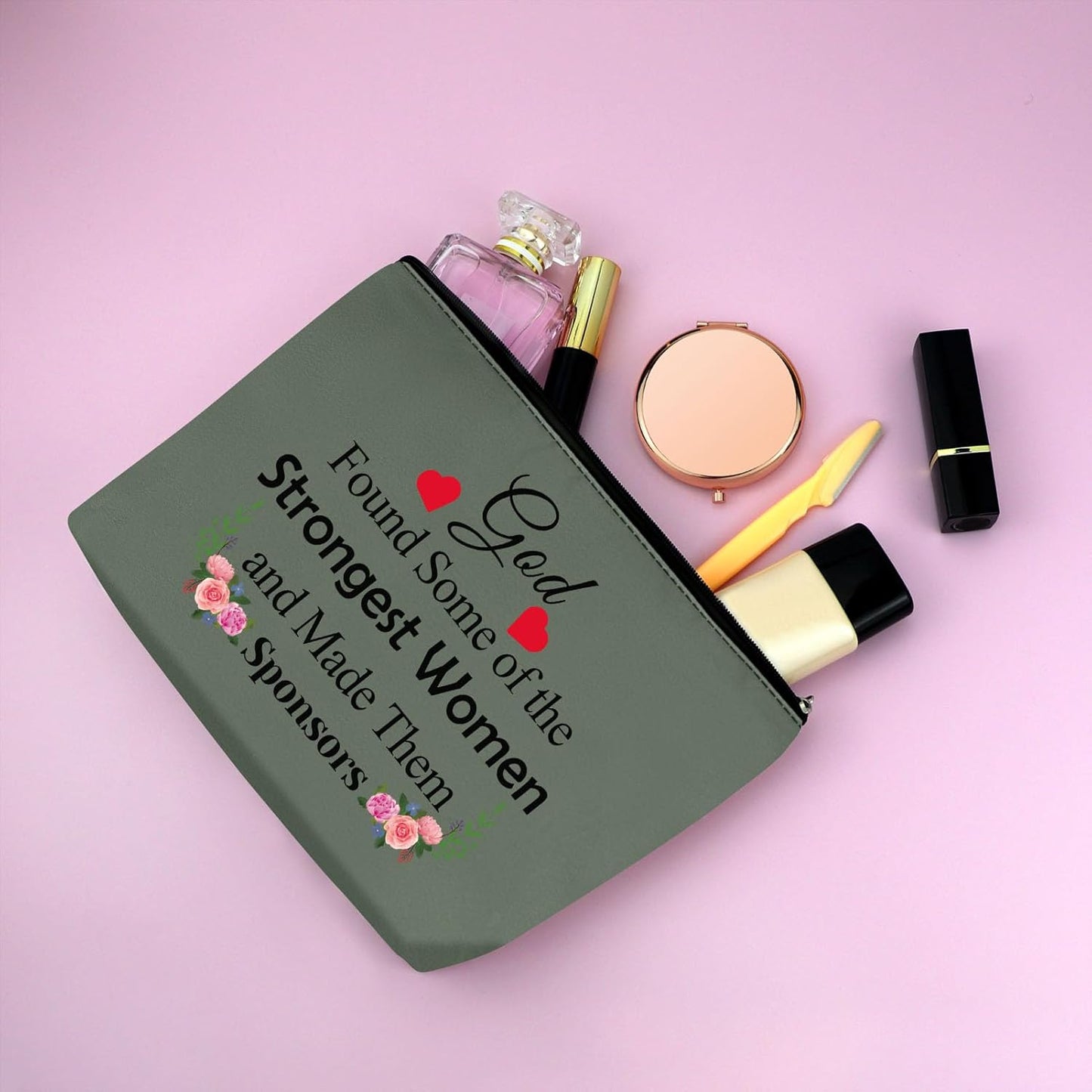 Sponsor Gift for Women Makeup Bag Sponsor Appreciation Gift AA NA Addiction Recovery Gift Cosmetic Bag Confirmation Sponsor Gift Sponsor Thank You Gift Alcoholics Anonymous Gift Sobriety Gift(Gray)
