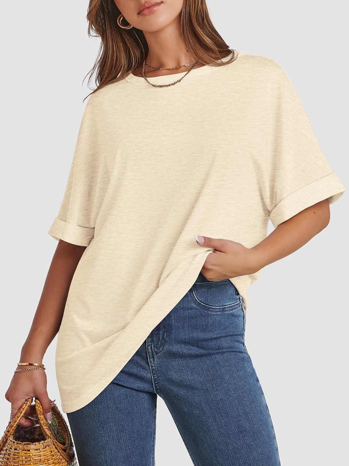 ATHMILE Womens Oversized T Shirts Summer Tops Spring Casual Loose Fit Workout Short Sleeve 2025 Beach Vacation