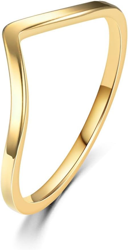 CCBFY Stainless Steel V Shaped Wedding Band Engagement Promise Ring for Women Pointed Chevron Classical Simple Plain Statement Ring