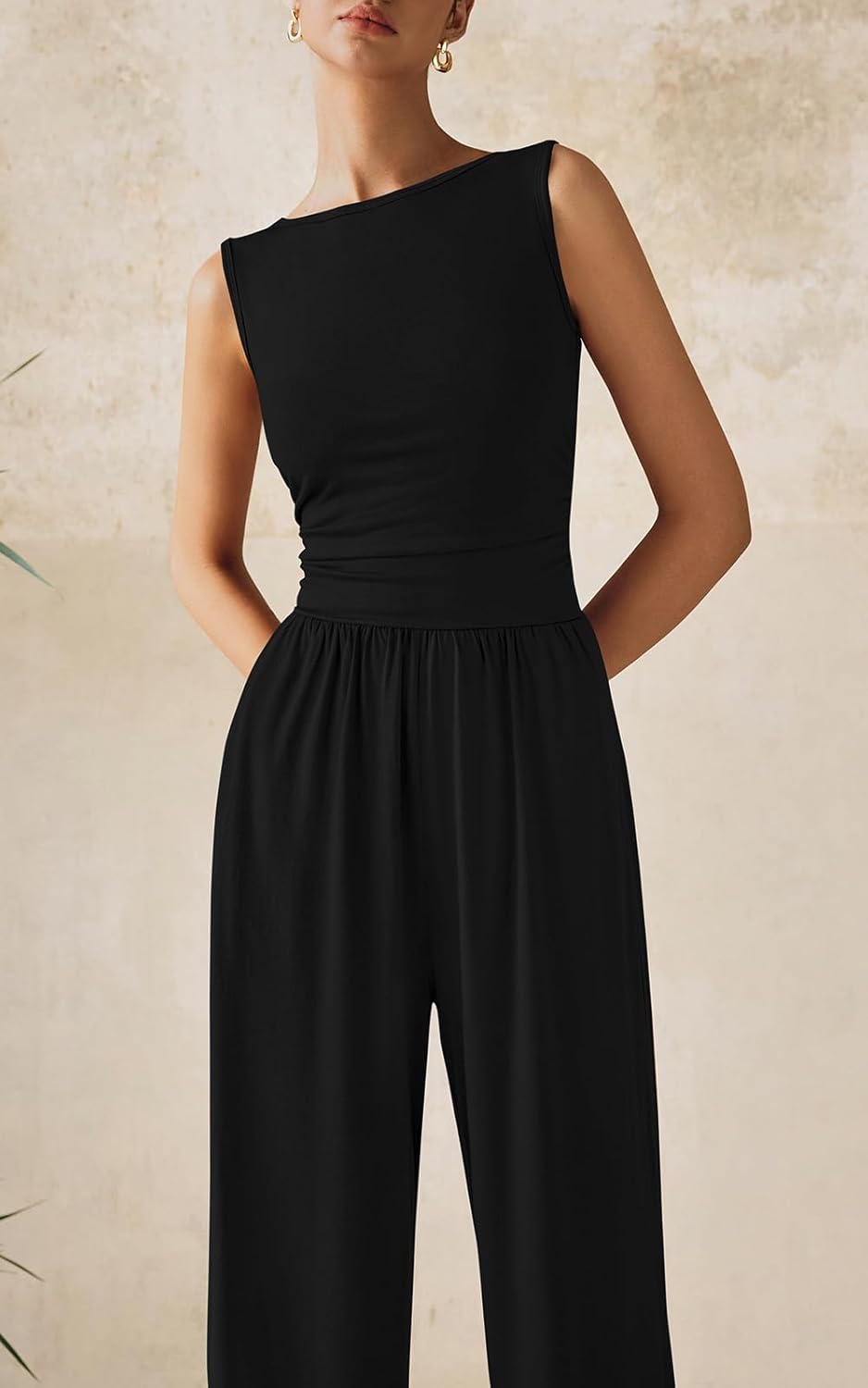 PRETTYGARDEN One Piece Jumpsuits for Women Dressy Casual Sleeveless Crewneck Wide Leg Rompers Jumpers Vacation Summer Outfits