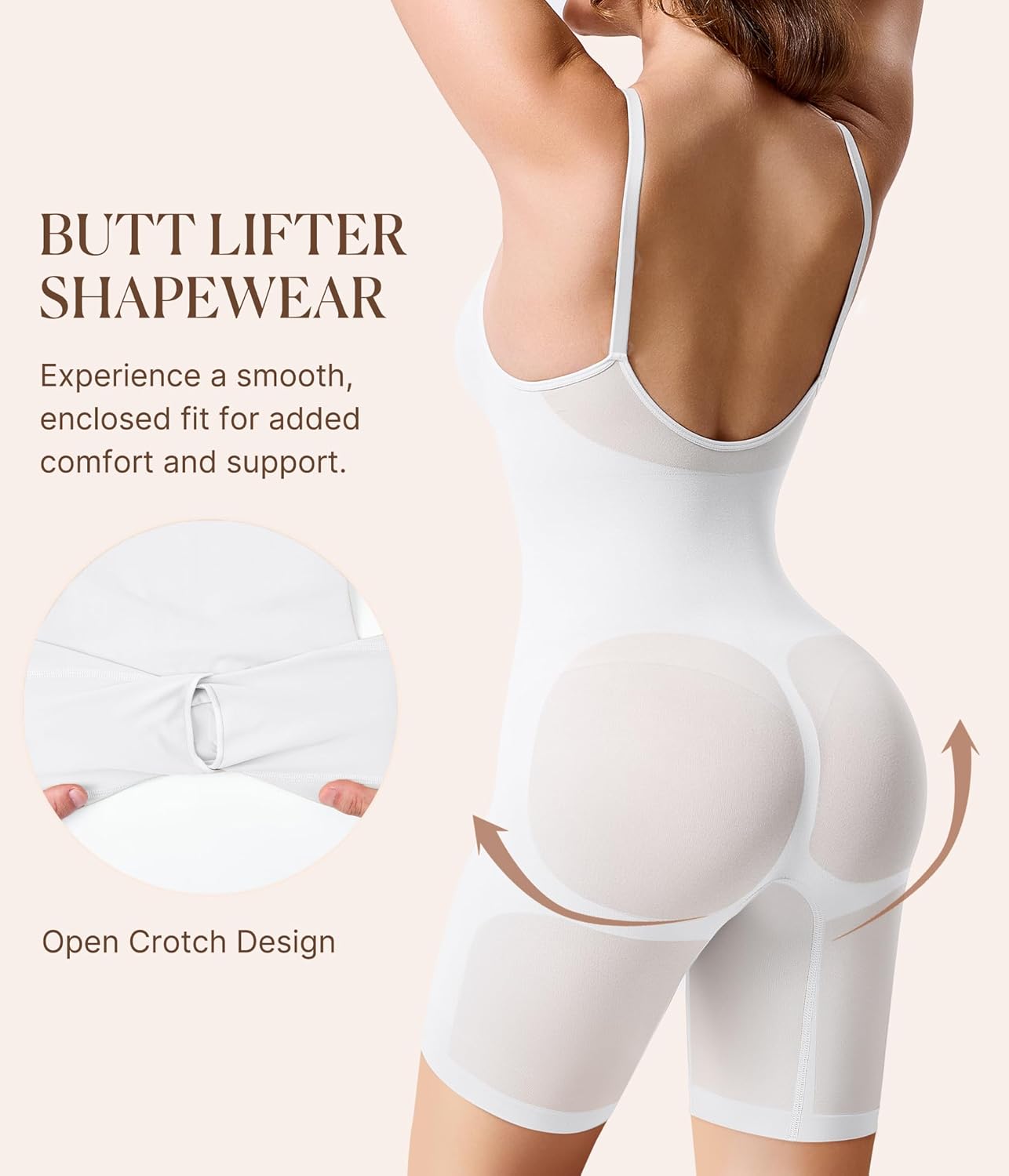 BRABIC Waist Trainer Bodysuit for Women Tummy Control Shapewear Round Neck Seamless Butt Lifter Full Body Shaper