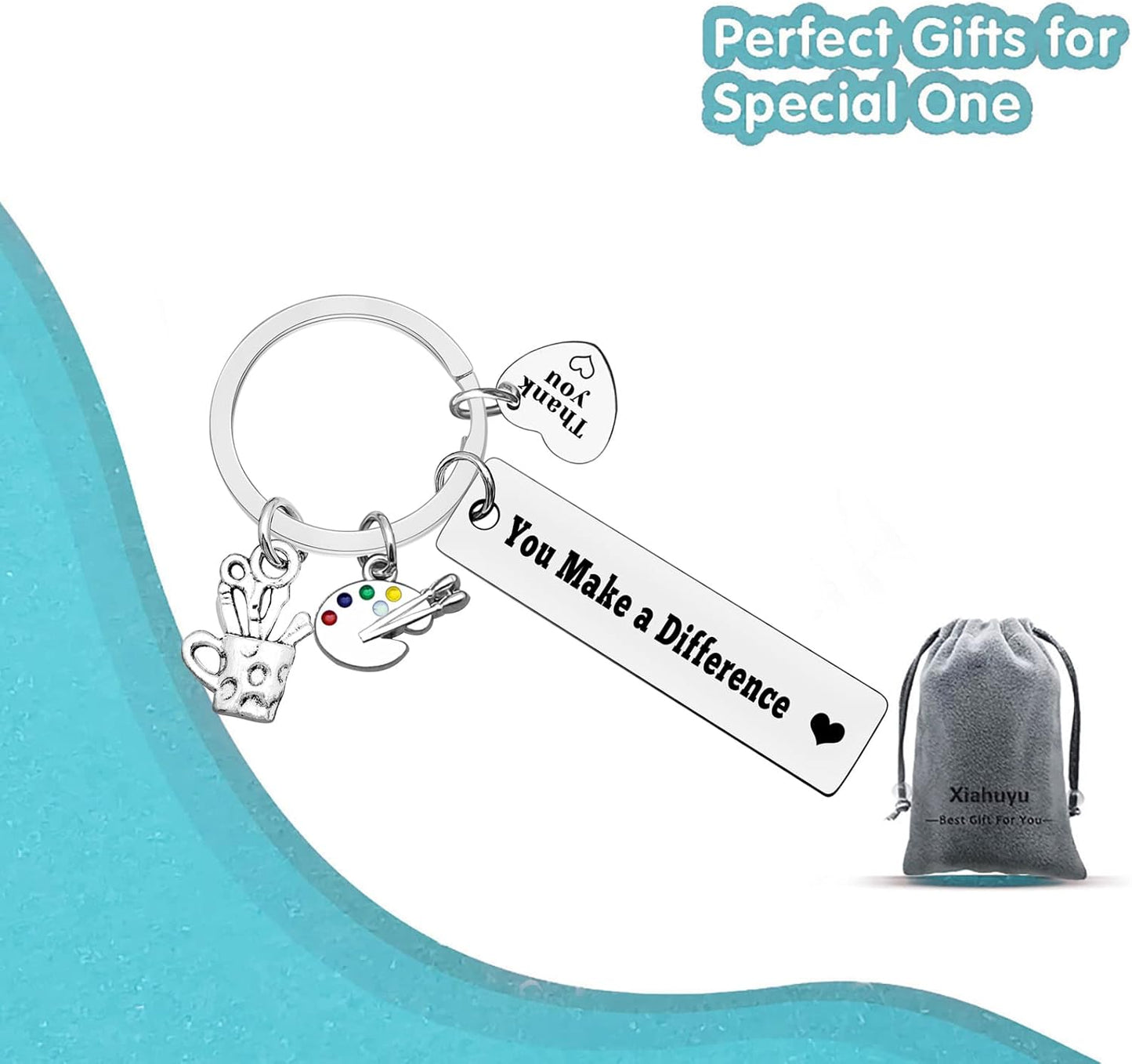 Xiahuyu Artist Gifts Keychain Painter Gifts You Make A Difference Keychain Art Teacher Appreciation Gifts Art School Graduation Gift Art Student Gift Christmas Birthday Gift Thank You Gift for Artist
