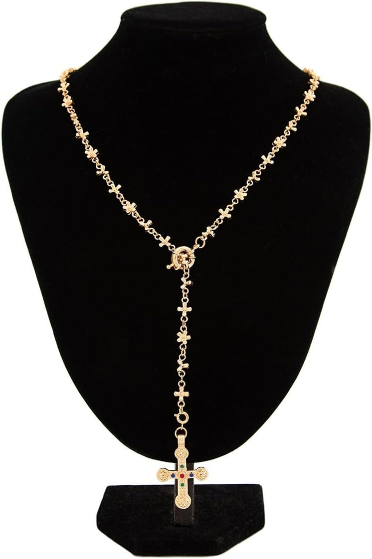 Shiny Cross Pendant Necklace for Women Fashion Molecule Chain necklace Statement Y2K Ins Party Jewelry