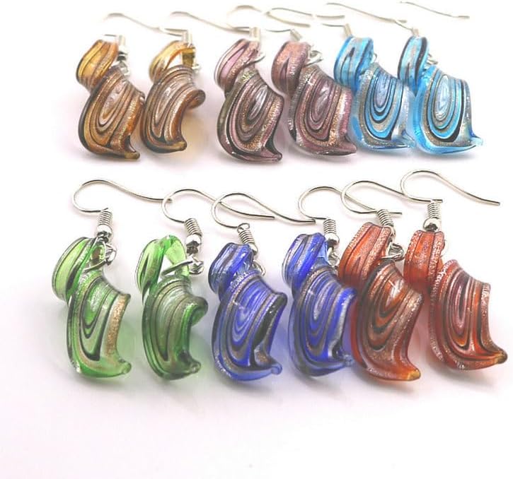 Unique Glass Artist Earrings Glaze Twist Spiral Dangle Earrings Necklace Set Handmade Glass Geometric Earrings for Women Jewelry