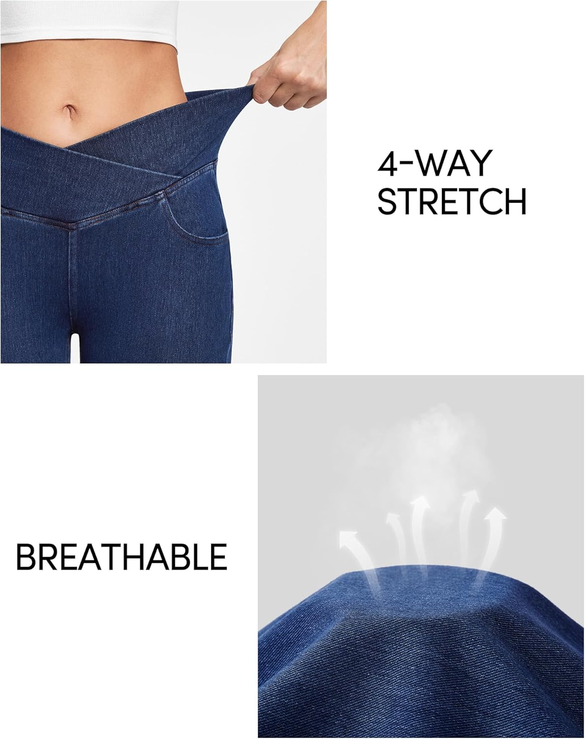 IUGA Bell Bottom Jeans for Women High Waisted Stretchy Flare Jeans Pull On Wide Leg Jean Woman V Cross Flare Leggings Pants