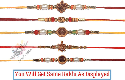IS4A Set of Assorted Rakhi Bracelets (5 Rakhis) Handmade Rakhi Set of 5 Rakhi Gifts for Brother, Sister, Bhaiya, Bhabhi for Indian Rakhi Raksha Bandhan Festival Rakhi Bracelet