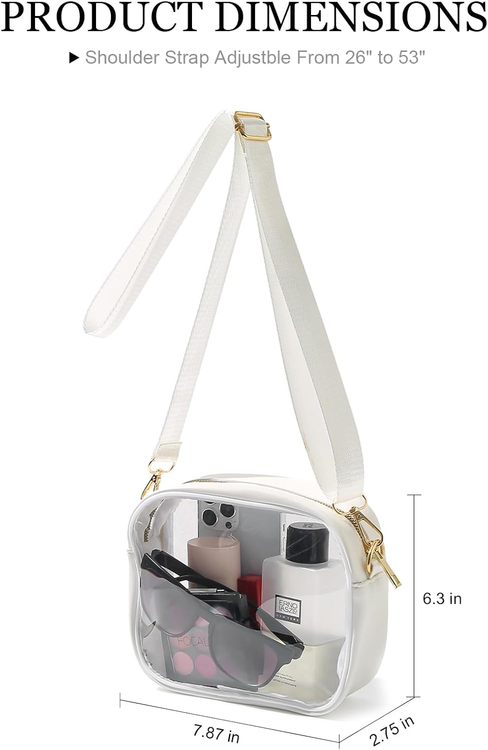 TOBVZOO Clear Bag Stadium Approved, Crossbody Transparent Bag for Concerts Sports Events, Purses for Men & Women