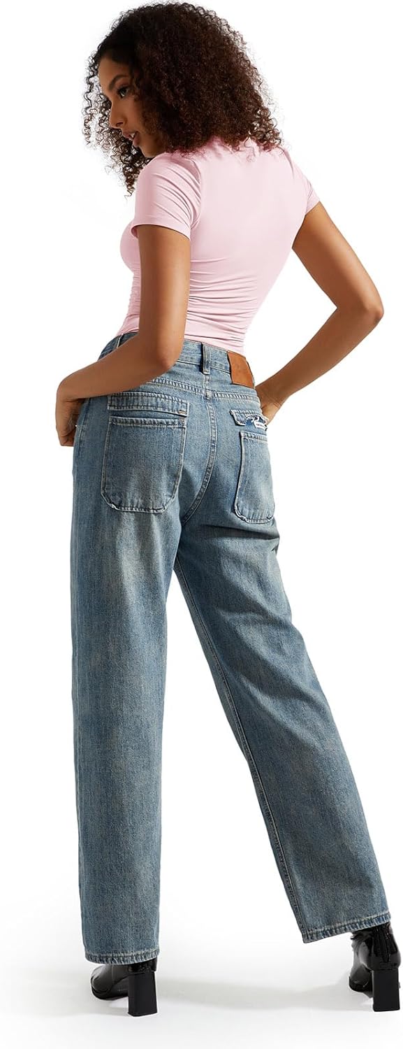 SUUKSESS Women Double Lined Fitted Basic Tee Crew Neck Short Sleeve Y2K Crop Top