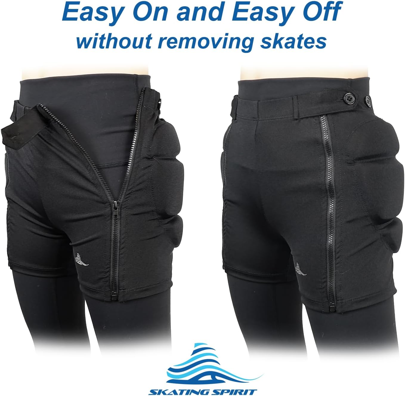 Zip-on Zip-Off Padded Shorts Protective Crash Pants Tailbone Hip Butt Pad for Skating Skateboarding Skiing