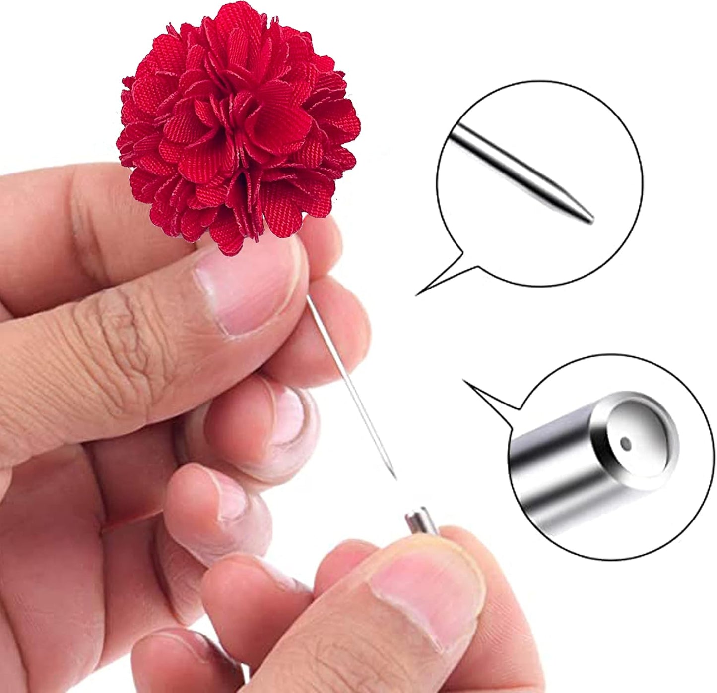 12PCS Flower Men's Lapel Pins Handmade Flower Lapel Pin Boutonniere Pin for Suit Wedding Groom