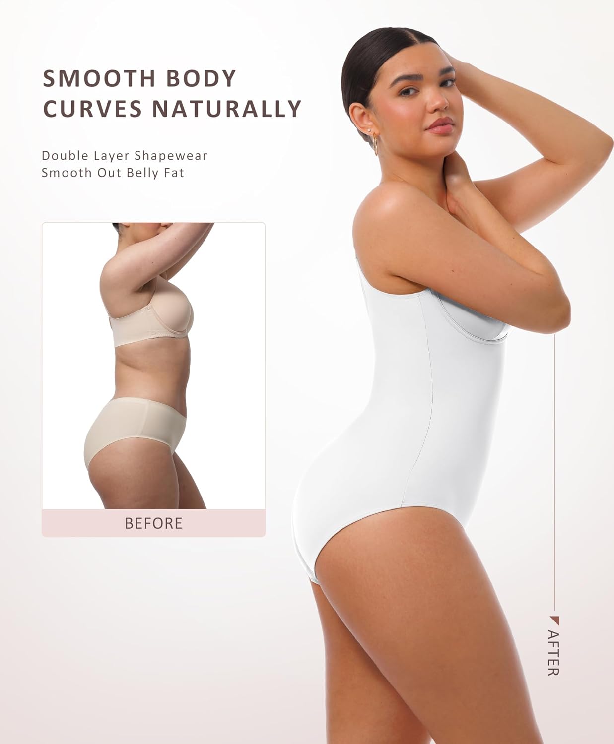 FeelinGirl Shapewear Bodysuits for Women Tummy Control Body Suits Deep V Neck Corset Body Shaper Tops