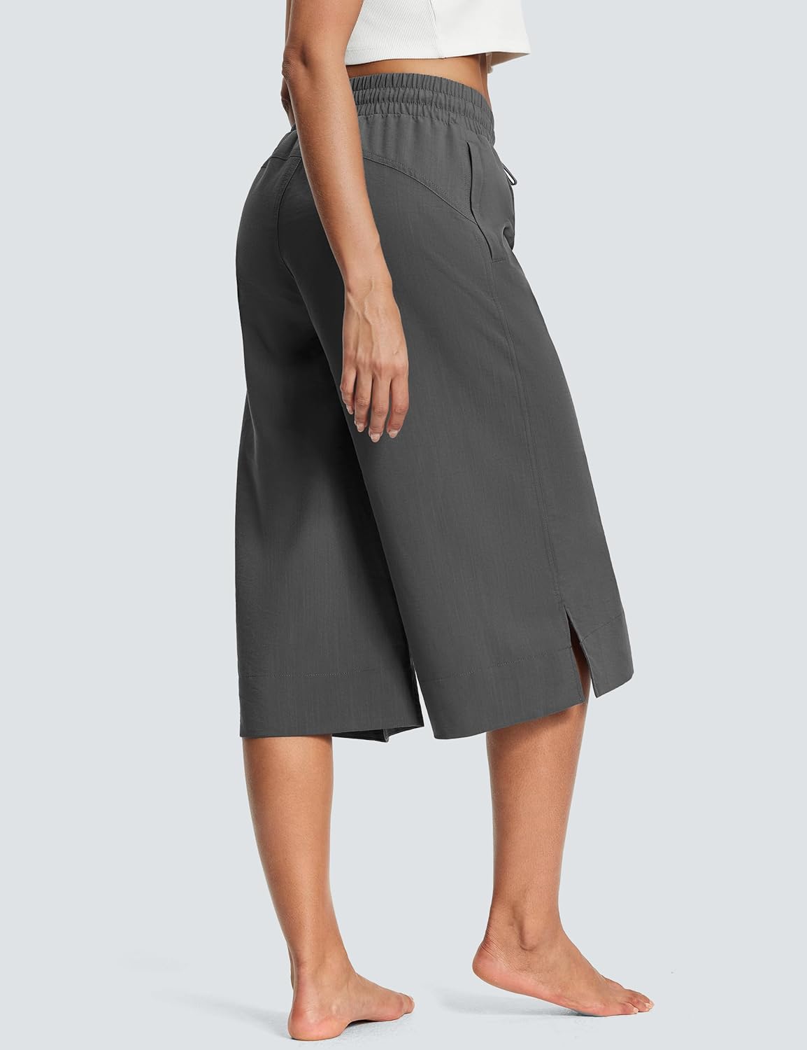 18" Capri Pants for Women Wide Leg Capris with Pockets for Women Lightweight Womens Capris for Summer Yoga Casual