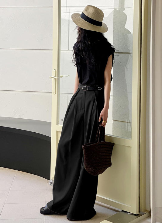 HVT Wide Leg Dress Pants for Women High Waisted Loose Palazzo Pants Business Casual Work Trousers Pants with Pockets