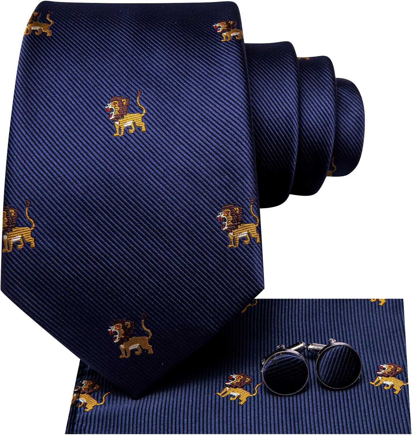 Hi-Tie Men's Tie Sets Silk Paisley Striped Necktie Pocket Square Cuff-links Sets Wedding Business Holiday