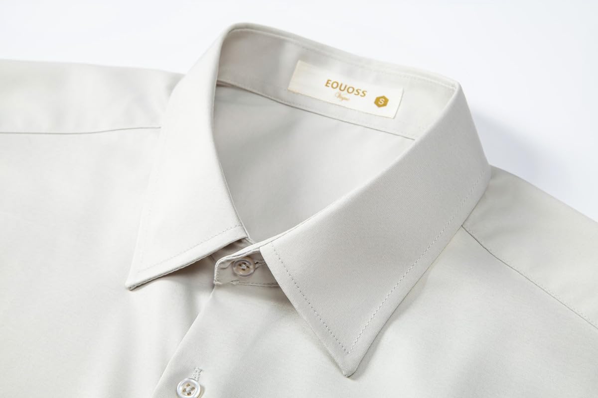Men's Dress Shirts Formal Slim Fit Stretch Long Sleeve Button Down Shirt for Men Wrinkle Free Collar Business Shirts