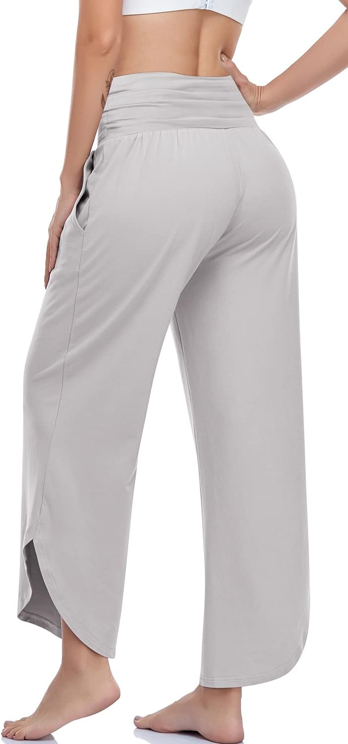 UEU Women's Wide Leg Yoga Pants High Waisted Comfy Dance Sweatpants Loose Casual Soft Lounge Joggers with Pockets