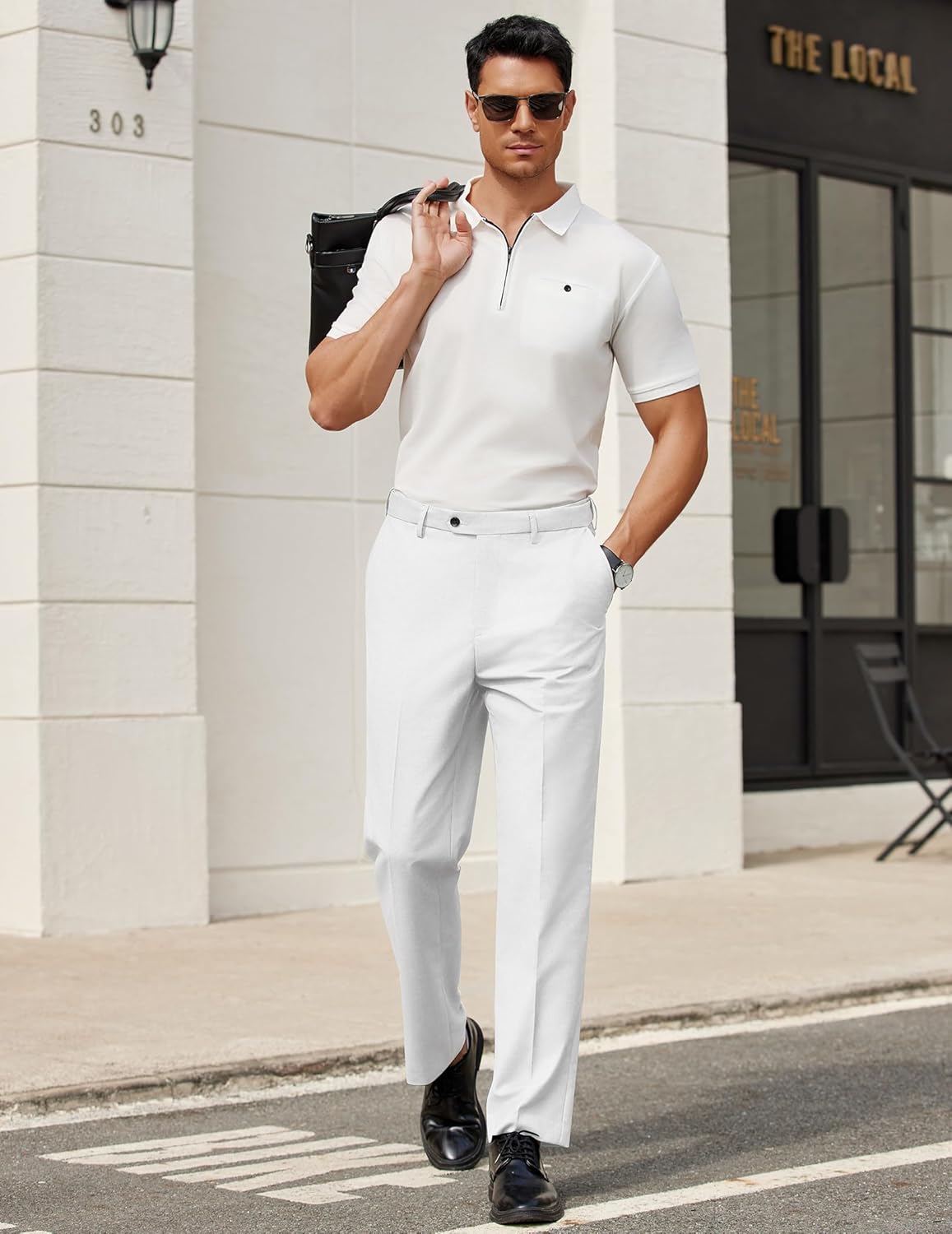 COOFANDY Men's Classic Fit Dress Pants Flat Front Straight Formal Pants Wrinkle Free Expandable Waist Suit Pants