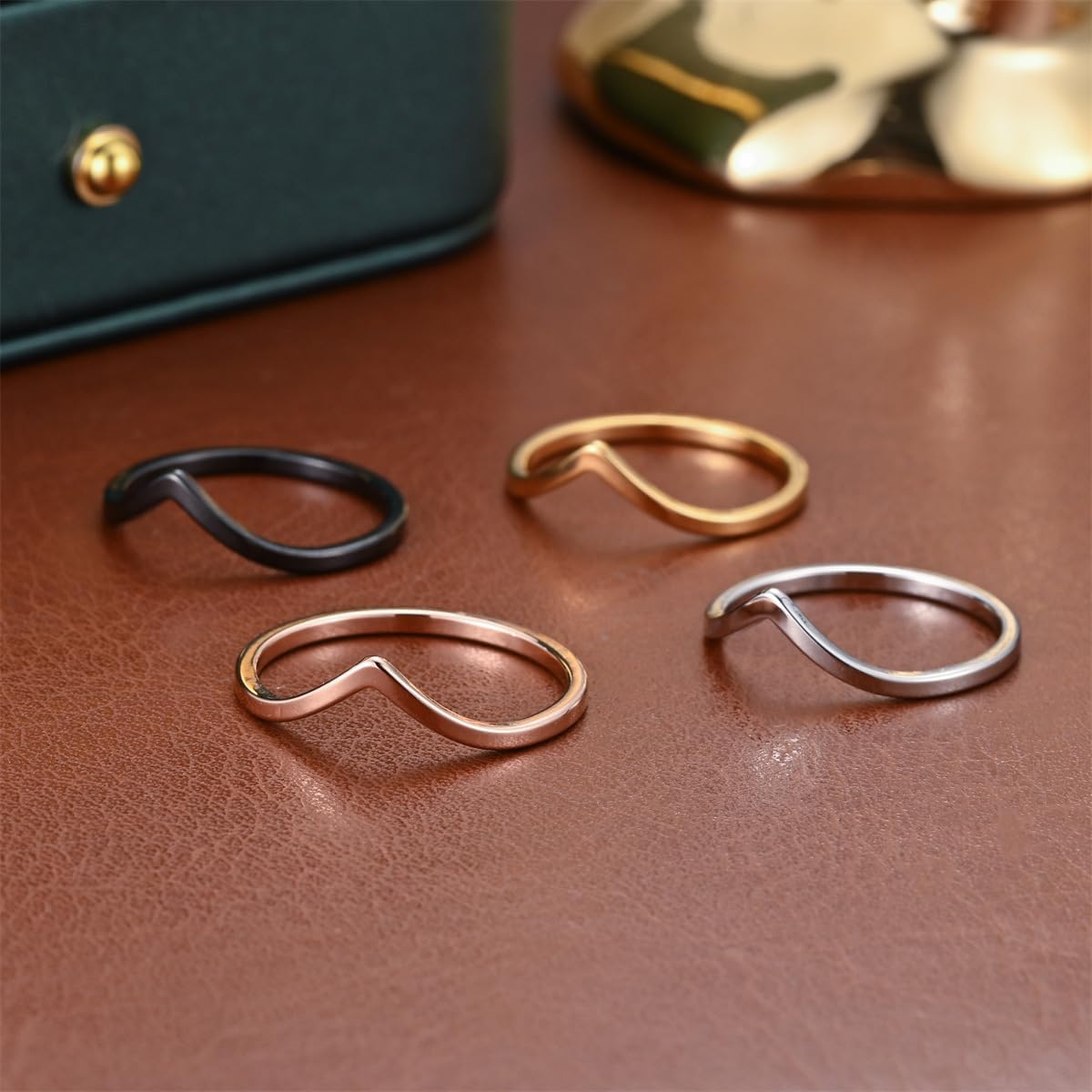 CCBFY Stainless Steel V Shaped Wedding Band Engagement Promise Ring for Women Pointed Chevron Classical Simple Plain Statement Ring