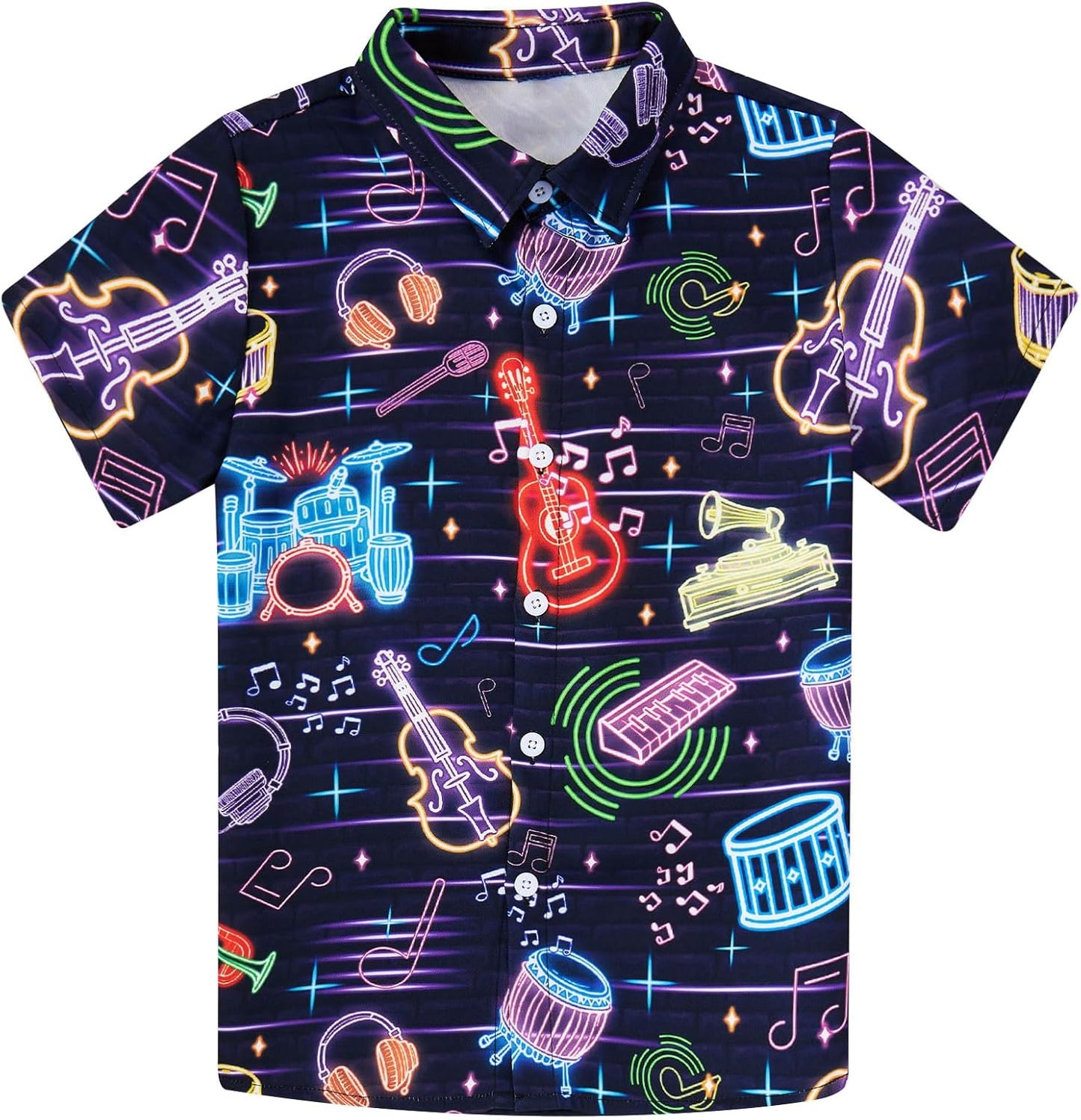 uideazone Boys Hawaiian Shirts Novelty Printed Funky Short Sleeve Button Down Shirt Kids Aloha Luau Shirt 7-14T