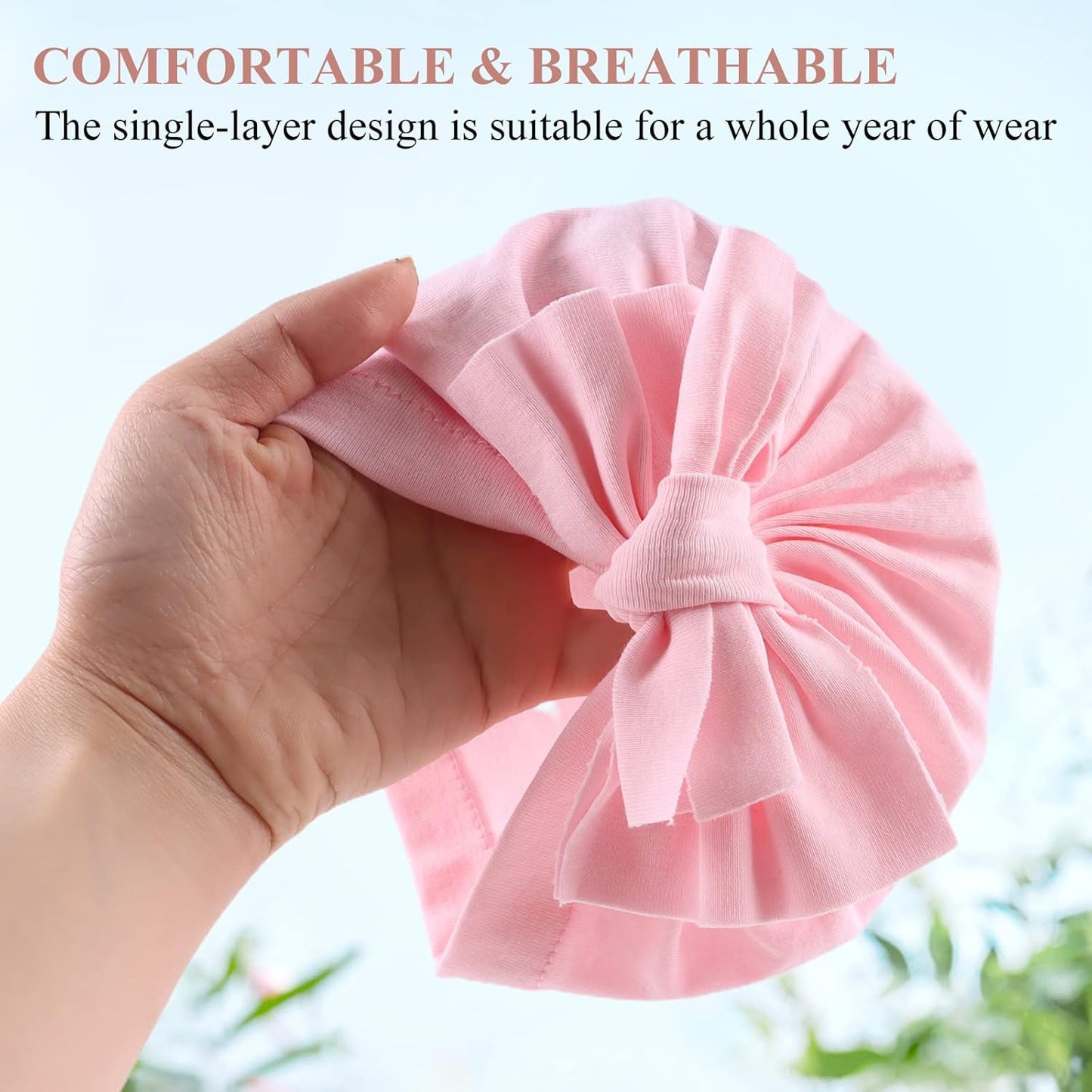 Baby Girl Turban Newborn Beanies Hat 5 Pieces Cotton Infant Girls Headwraps Toddler Kids Hats 0-3 Years