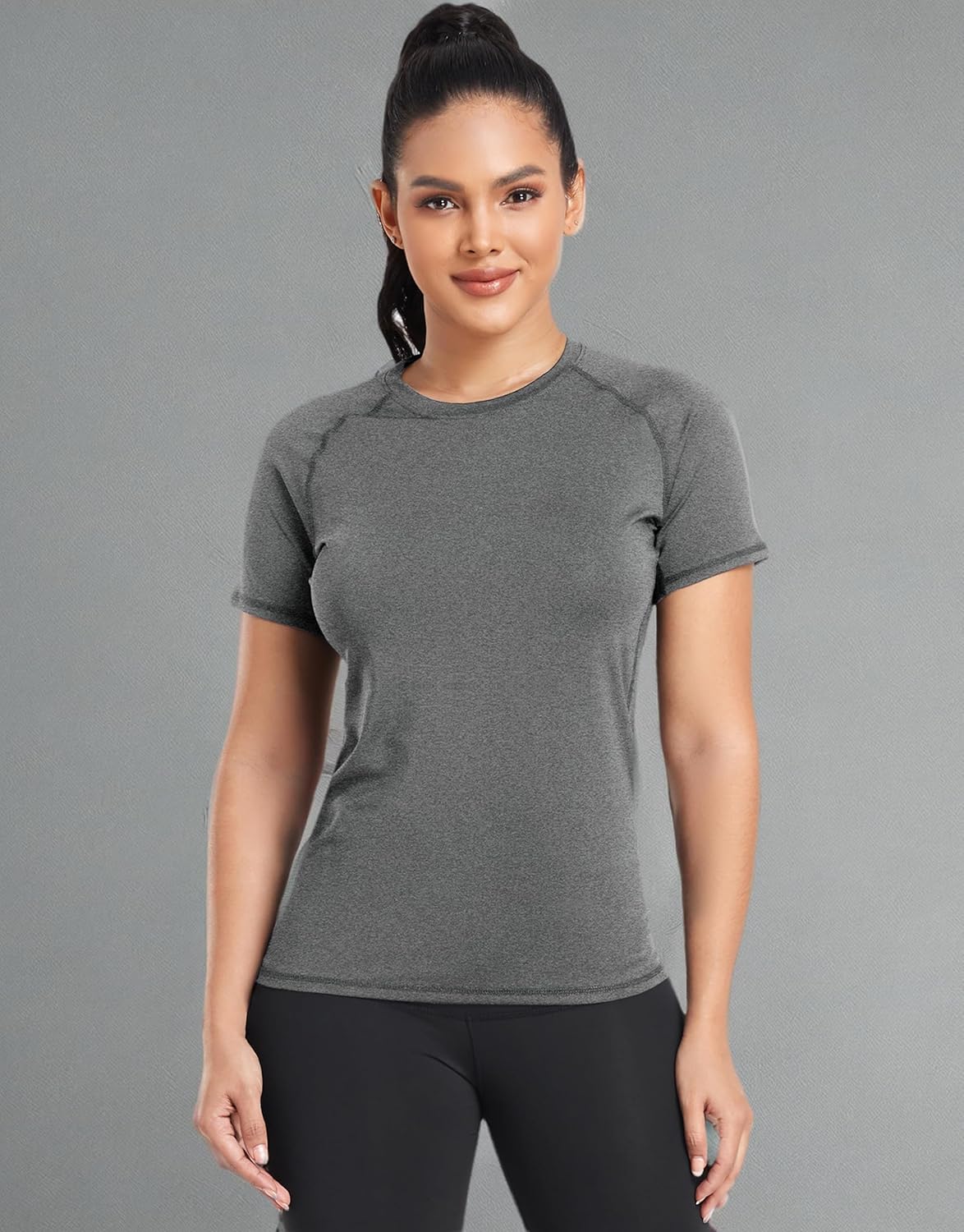 TELALEO 4 Pack Women's Compression Shirt Running Athletic T-Shirts Workout Tops Baselayer Short Sleeve Yoga Gym Sports Gear