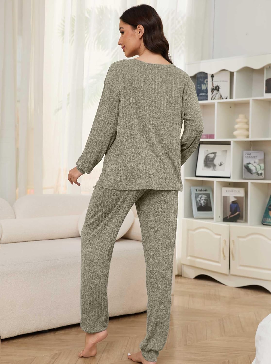 Hellomamma Women Pajama Sets 2 Piece: Long Sleeve Lounge Sets Pjs Casual Ladies Fall Outfit Pj Sleepwear With Pockets