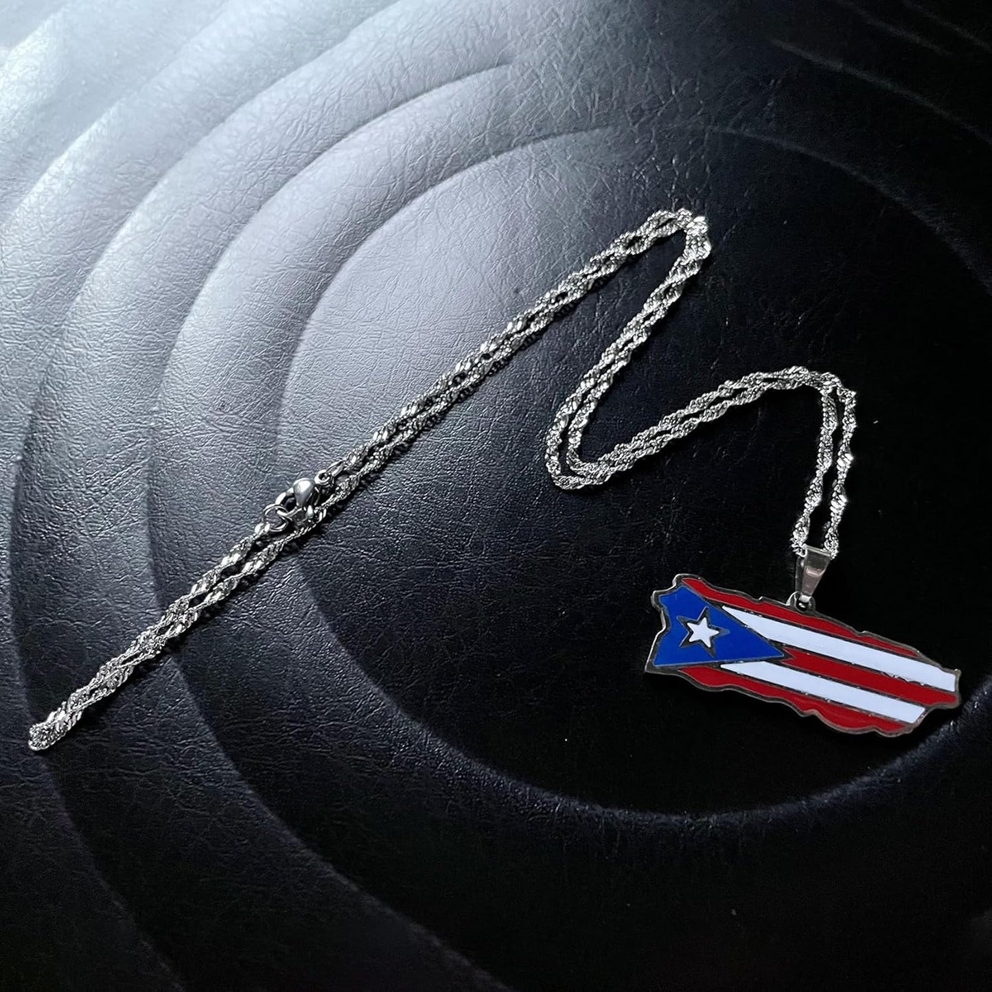 Womens Fashion Stainless Steel Puerto Rico Map Pendant Necklace