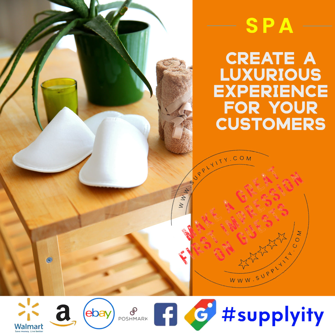 Chochili Fabric Packed Non-Woven Disposable Hotel Slippers for Travel Airbnb Spa Wedding Guests Adult Men Women Size 10-11, White