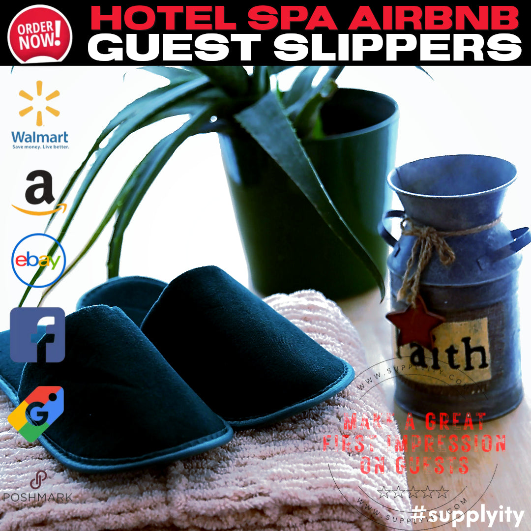 Chochili Fabric Packed Non-Woven Disposable Hotel Slippers for Travel Airbnb Spa Wedding Guests Adult Men Women Size 10-11, White