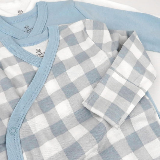 HonestBaby unisex-baby 3-pack Long Sleeve Side-snap Kimono Bodysuits Organic Cotton for Infant Baby Boys, Girls, Unisex