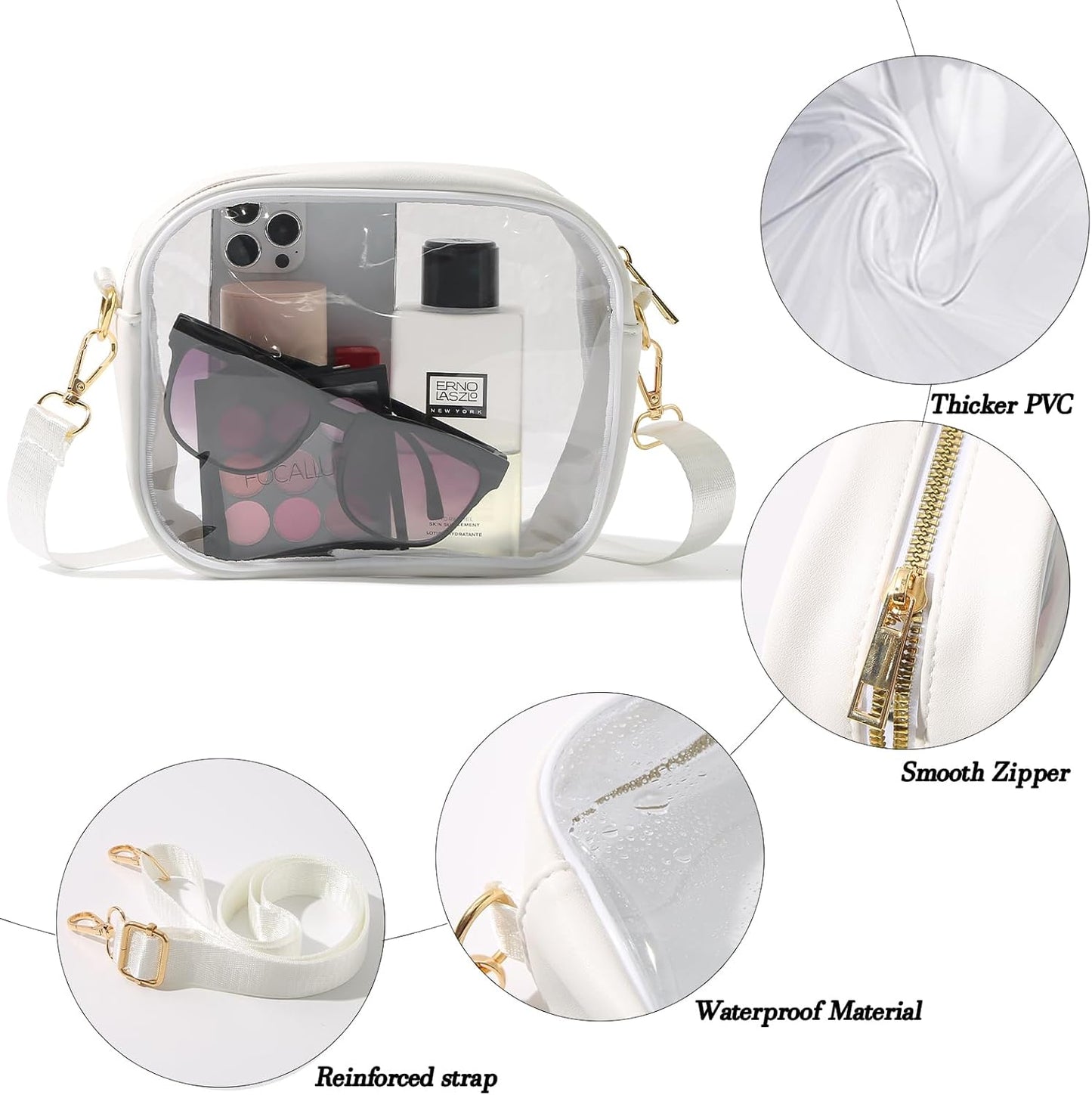 TOBVZOO Clear Bag Stadium Approved, Crossbody Transparent Bag for Concerts Sports Events, Purses for Men & Women