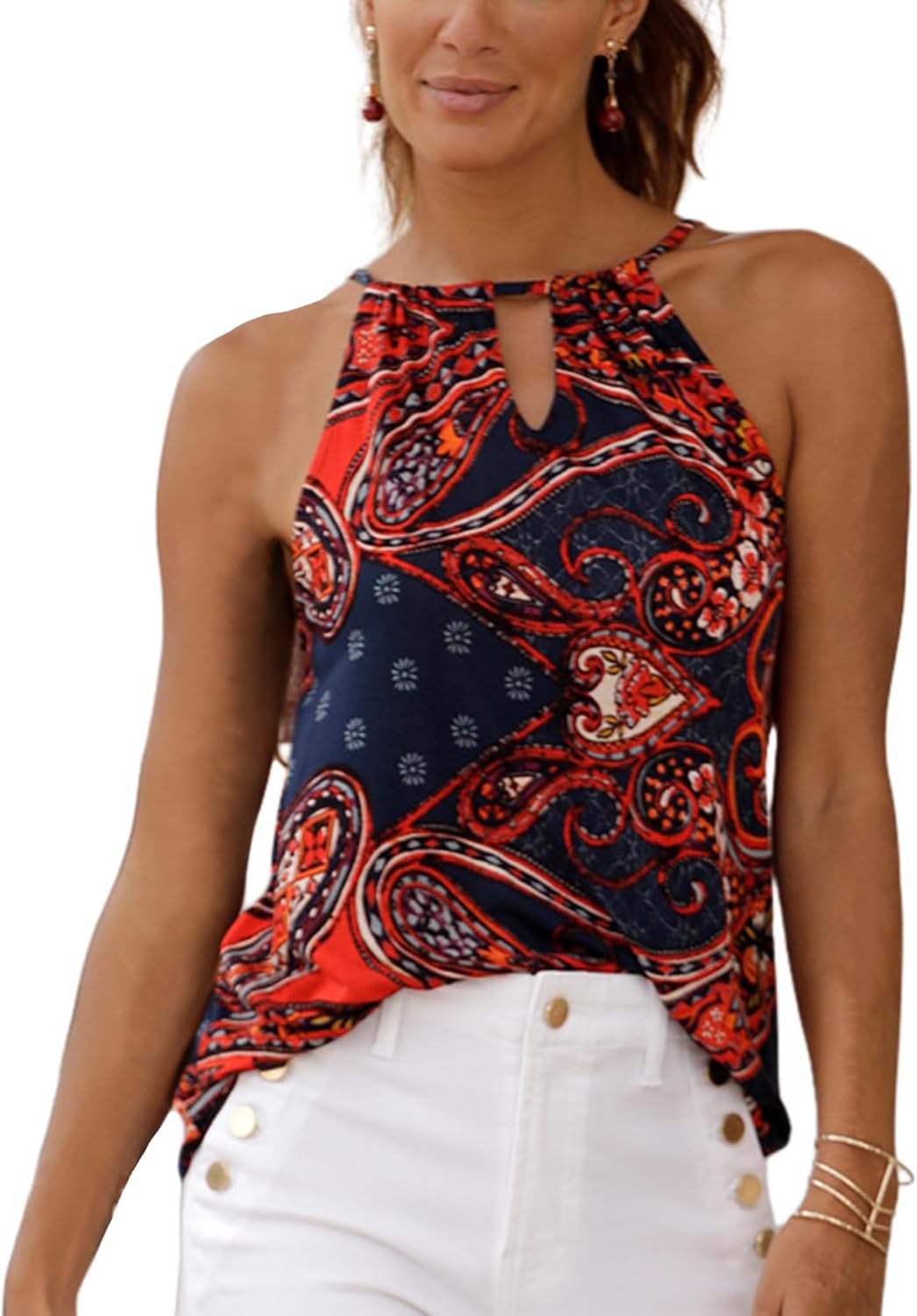 LASCANA Women's Sleeveless Keyhole Detail Top