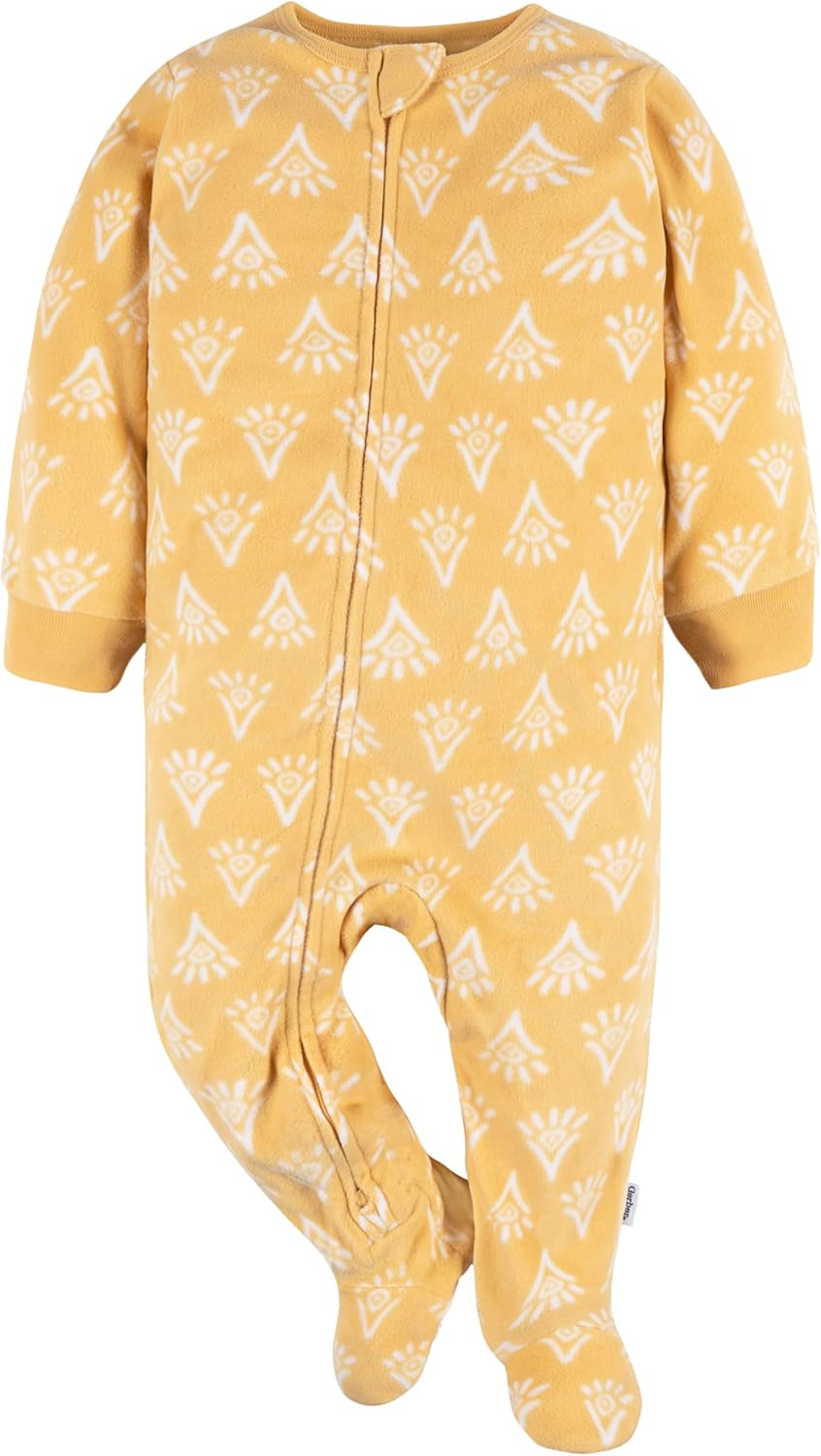 Gerber Baby Girls' Flame Resistant Fleece Footed Pajamas 3-Pack
