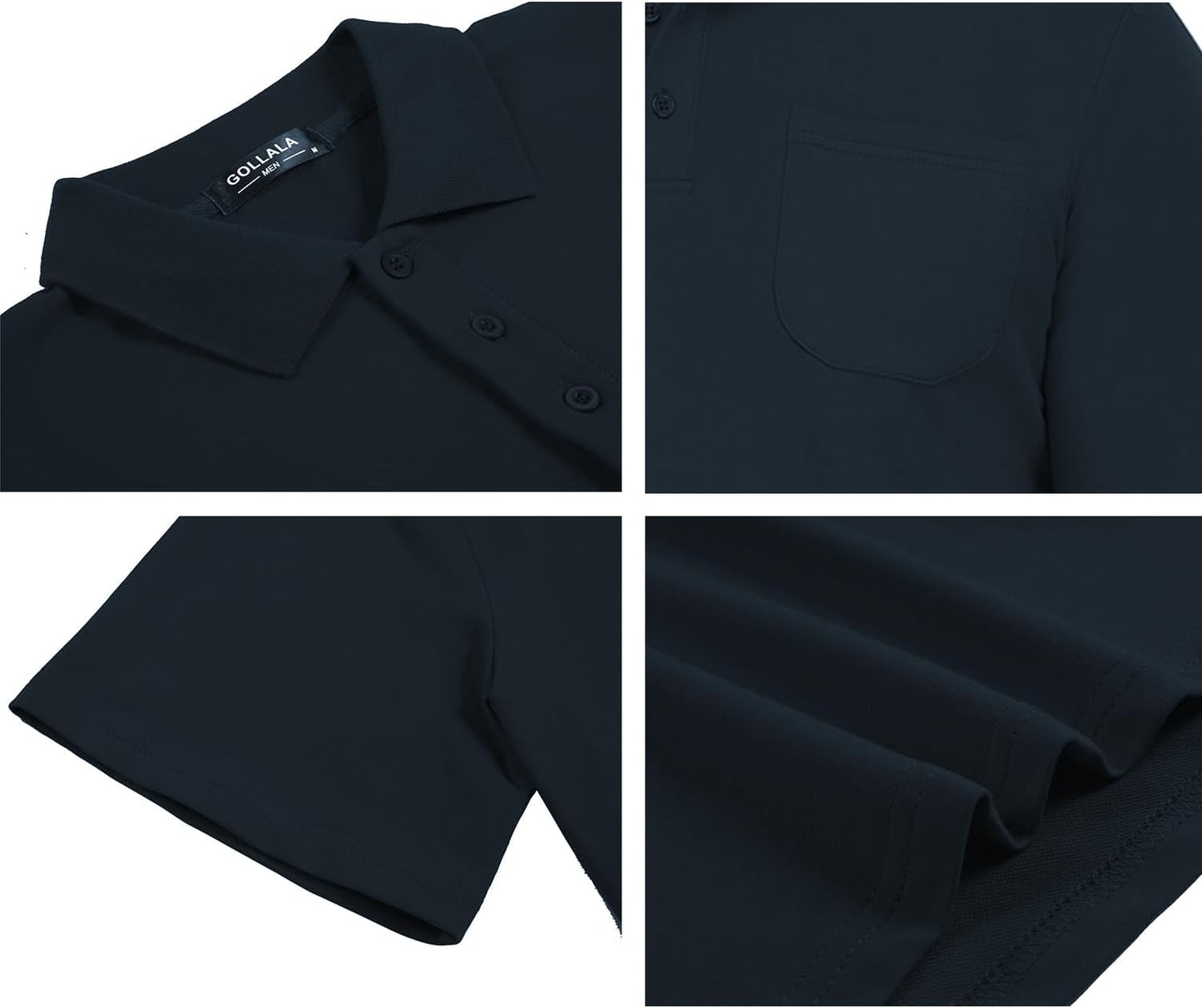 Brosloth Men's Cotton Long Sleeve Polo Shirts with Pocket Moisture Wicking Classic Casual Sport Golf Shirt