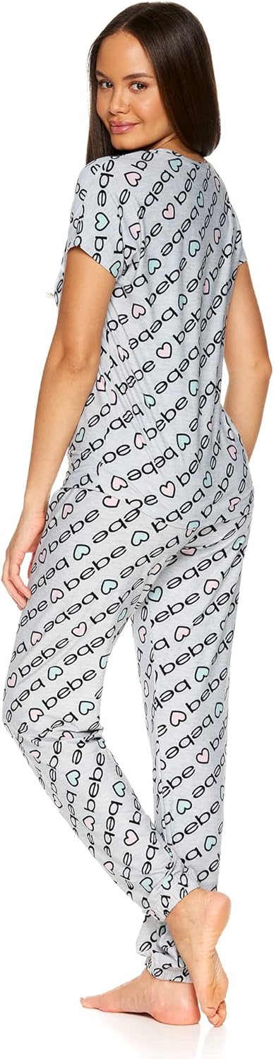 bebe Womens PJs Sets 2 Piece with Tee and Pajama Pants,Women's Sleepwear, Ladies Pajamas Sets