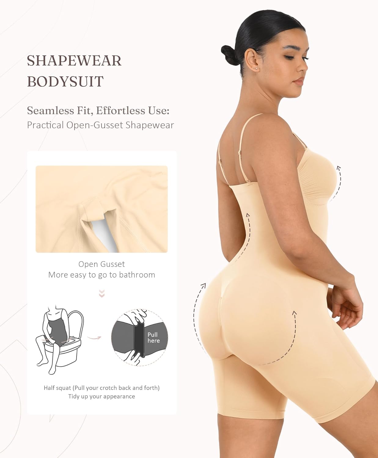 FeelinGirl Seamless Shapewear for Women Strapless Bodysuit Underwear for Wedding Dress Body Shaper Shortie with Removable Straps XXL