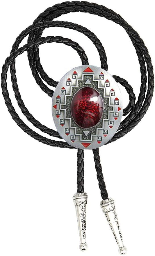 HUABOLA CALYN Bolo tie, Handmade Round Shape Western Cowboy Bola Tie
