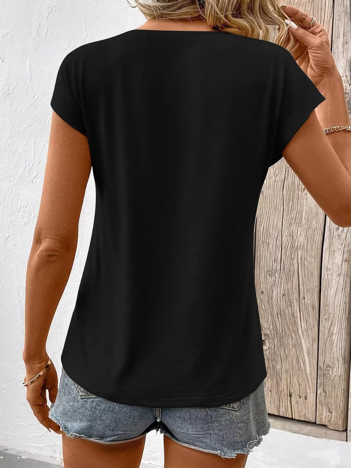 Bliwov 3 Pack Womens Cap Sleeve Tops V Neck T Shirts Spring Summer Casual Plus Size Beach Vacation Fashion Basics Tee Clothes
