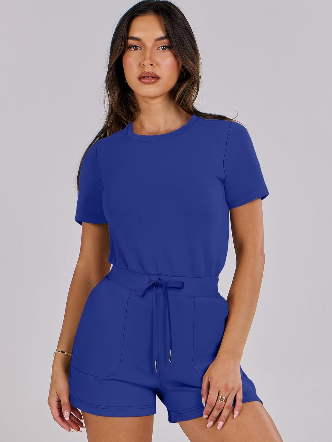 ANRABESS Romper for Women Short Sleeve Summer Tshirt One Piece Jumpsuit Beach Vacation Travel Outfits 2025 Dressy Clothes
